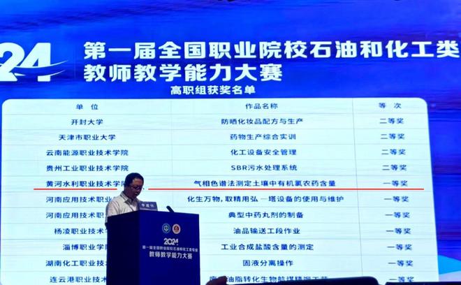 黄河水利职业技术学院荣获2024第一届全国职业院校石油和化工类专业教师教学能力大赛一等奖(图1) 黄河水利职业技术学院荣获2024第一届全国职业院校石油和化工类专业教师教学能力大赛一等奖(图1)